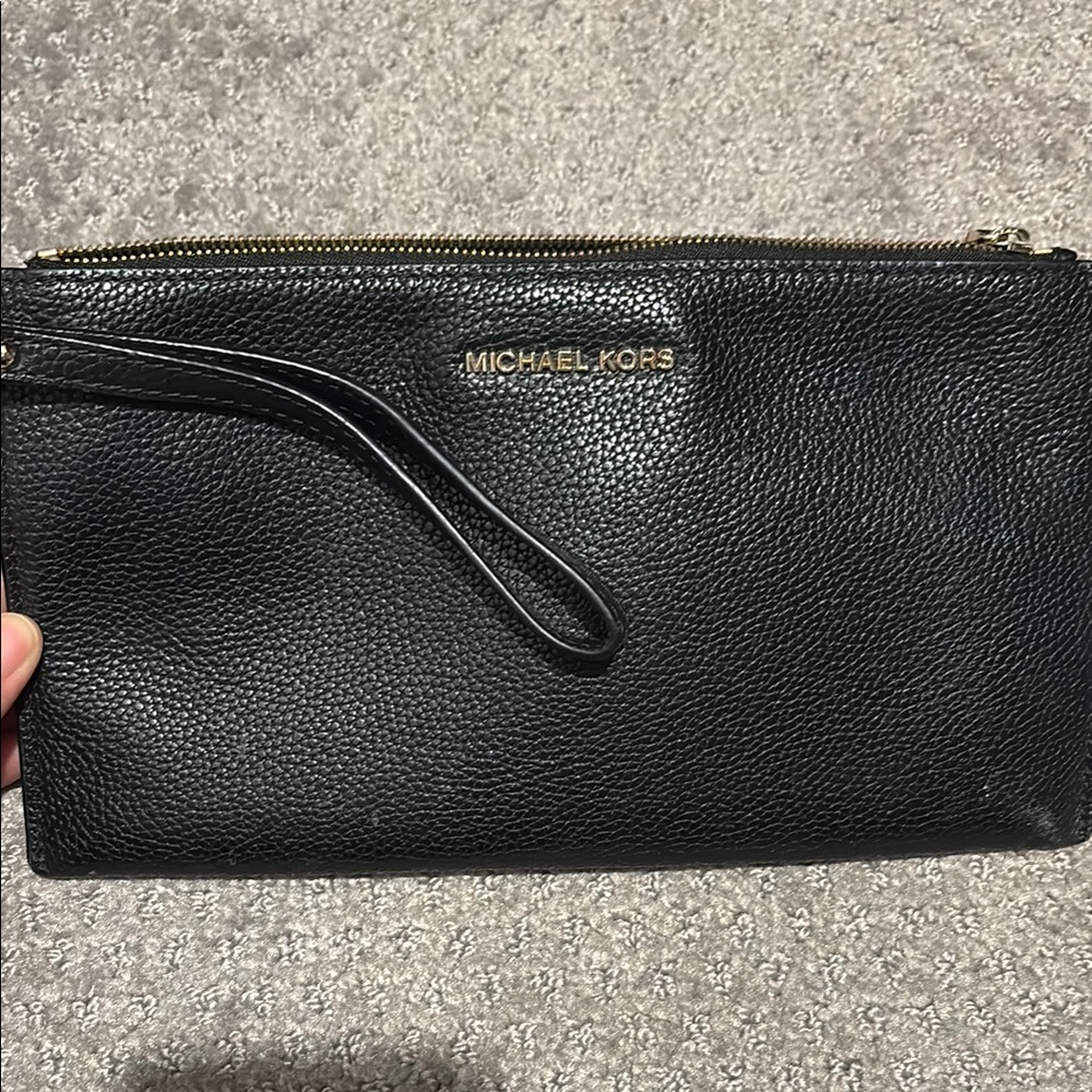 Michael Kors Black Leather Wristlet